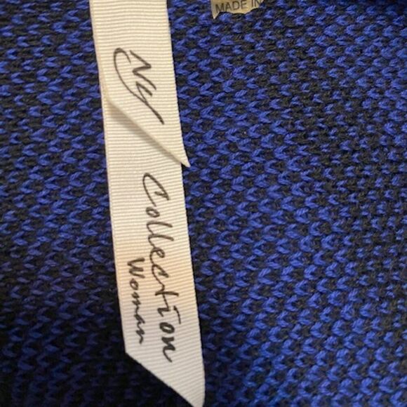 NY Collection Women's Blue/Black Zebra print Knit Poncho open Cardigan, size 2X - Picture 3 of 4